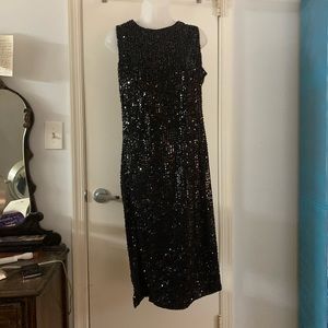 Chic Boutique Rose Sequin Sleeveless Midi Dress, Side Slit, NWT